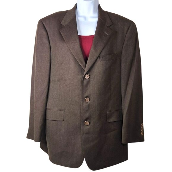 Austin Reed Brown 3 Button Vintage Career Business Blazer Jacket Men's Size 43S - Picture 1 of 11